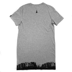 "Dupa blocuri" shirtdress - light gray